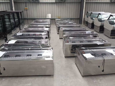 Curved Cold Bakery Food Display Showcase Orchid Cake Showcase Tempered Glass