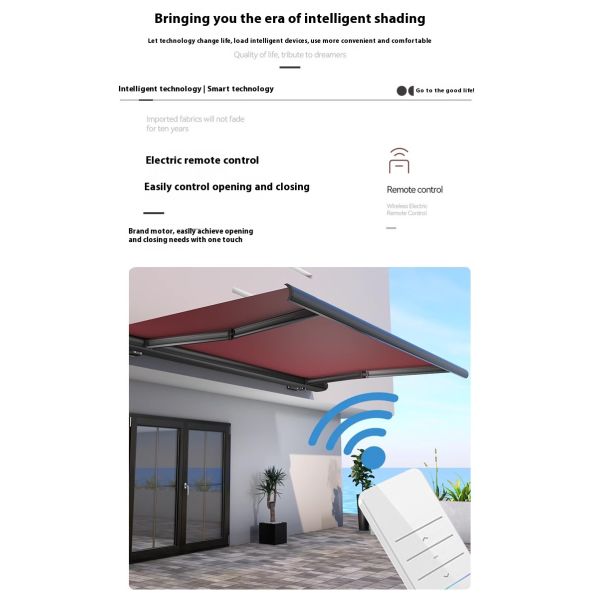 DICKSON Luxury Motorized Acrylic Waterproof Fabric Aluminum Full Cassette Awning Patio Retractable Awning Factory