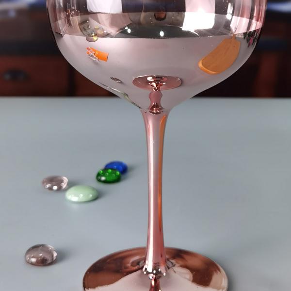 11cm Dia 2pk Pink Gin Glasses Ion Plated Balloon Crystal Wine Glass