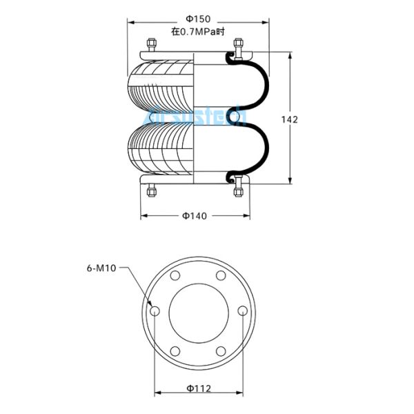 2H130142 AIRSUSTECH Flange Air Spring Cross Model 23B 202665 100% Inspected