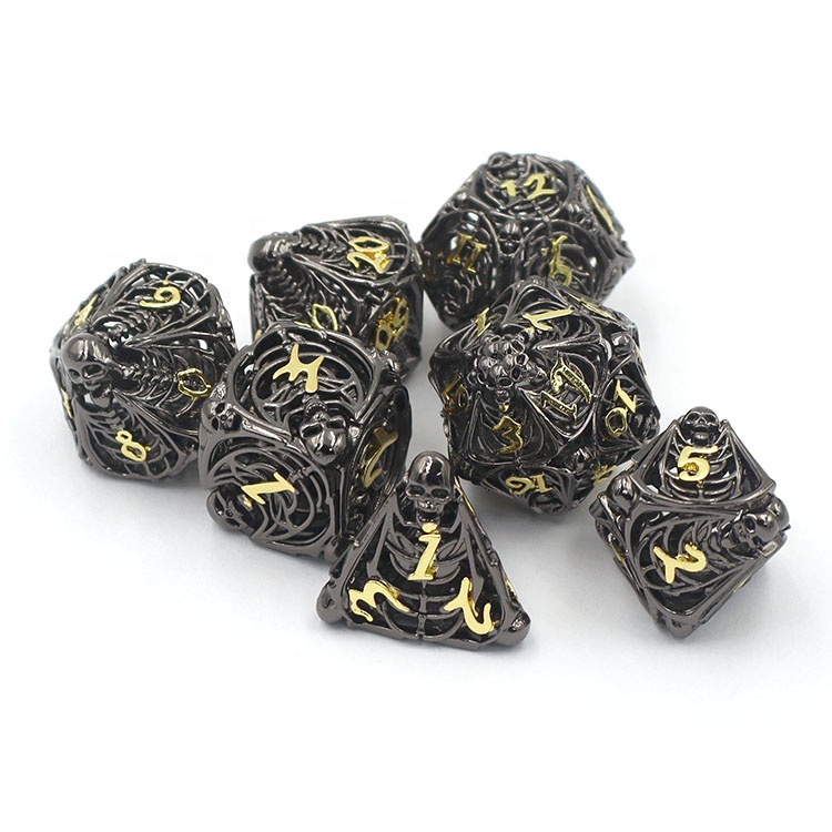 Brass Hollow Dice Set with Customized Logo and 16MM-20MM Size for DND RPG Games