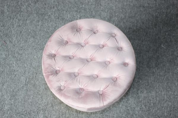 Good quality wood ottoman stool stainless steel base ottoman with velvet button ottoman