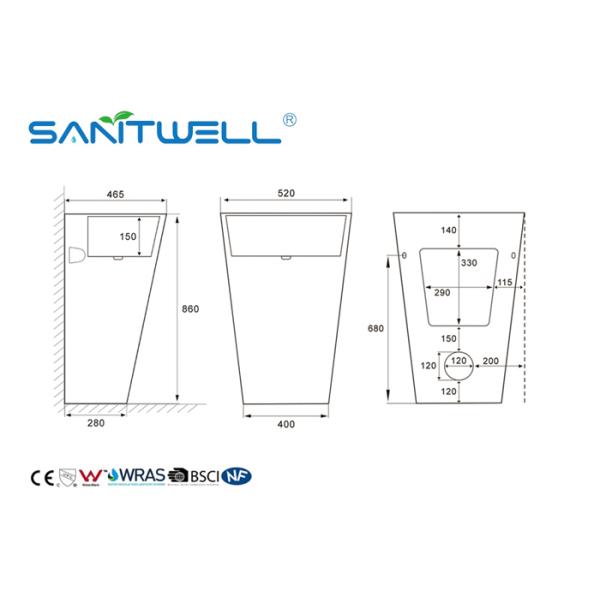 Rectangular China Supplier White Bathroom Ceramic Basin With Pedestal White Color Finish