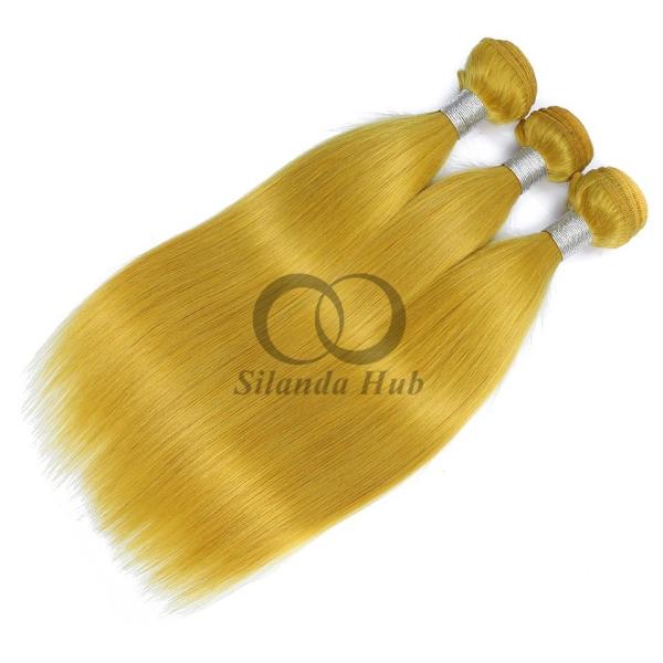 Yellow Straight Remy Human Hair Bundles Sew In Weave Bundles Brazilian Bundle Deals