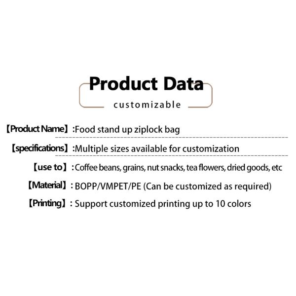 Stand Up Pouch Packaging Custom Printed Resealable Bags Food Chemical Factory Price