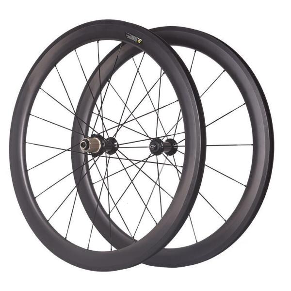 V Brake Rims 700c Bicycle Wheelset 50mm Carbon Fiber Pillar 1423 Spokes