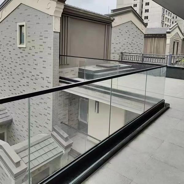 Frameless Aluminum U Channel Glass Railing Rectangular U Channel Balustrade