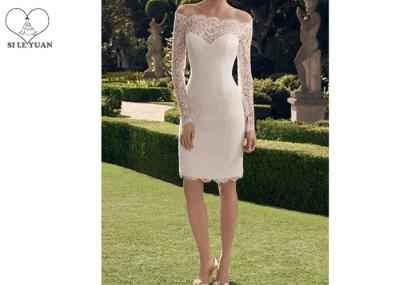 Zipper Back Style Lace Short Dresses For Wedding  /  Off Shoulder Long Sleeve Sexy Mermaid Dress