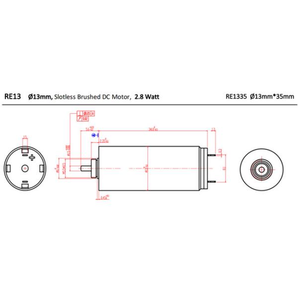 Low Noise 13mm DC High RPM Brushed Motor 2.5mNm 10800rpm 3V Space Saving