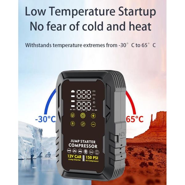 12V Vehicle Portable Jump Starter With Air Compressor Lightweight