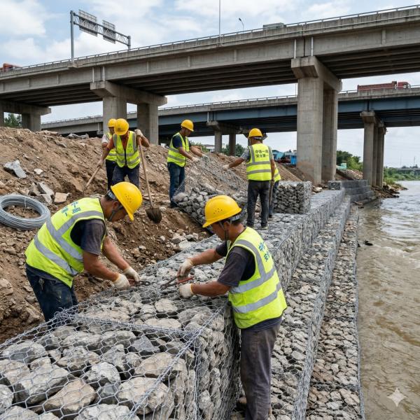 Hot Dipped Galvanized Zn95% Al5% Galfan Coated Heavy-Duty Gabion Mesh Cage for Erosion Control