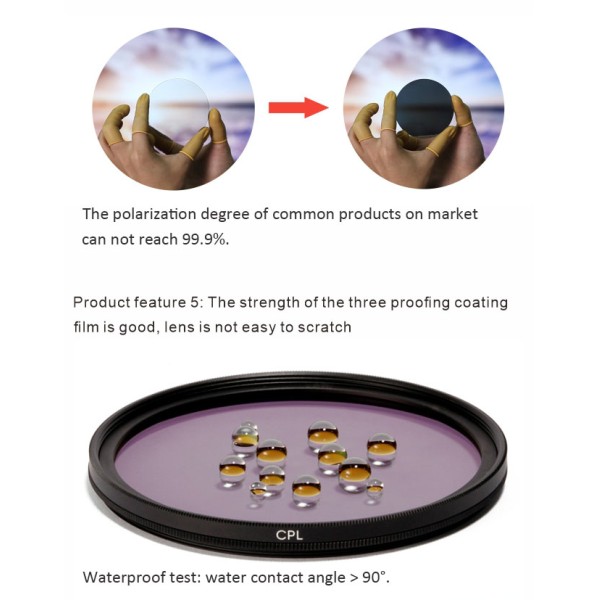 Customizable Smartphone CPL Filter 37mm CPL Filter With Multi Layer Nano Coating