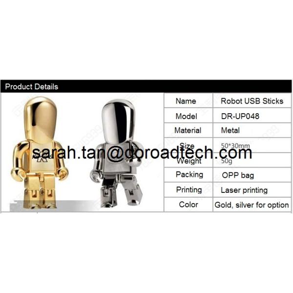 Creative Metal Robot USB Flash Drives, High Quality Promotional Gift with Customize Logo