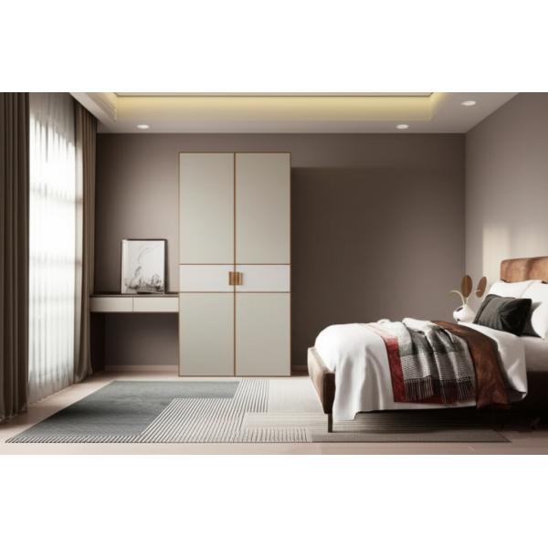 Puertas de armario modernas personalizadas con marco de aluminio y laminado de PVC
