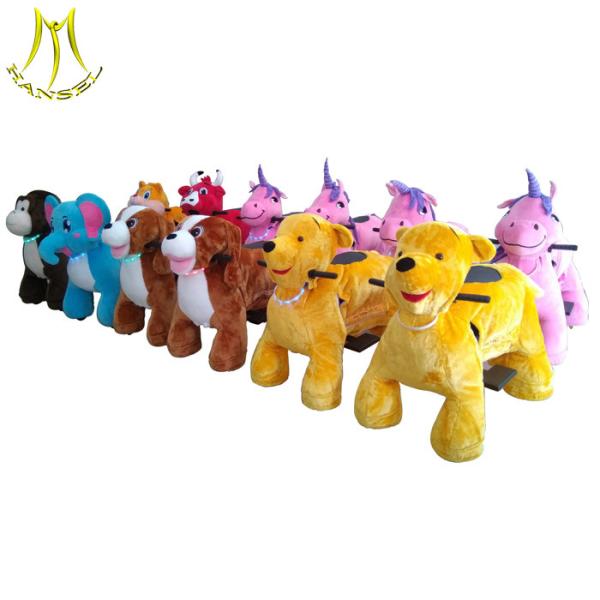 Hansel shopping mall animal large plush ride toy on wheels plush animal electric scooter