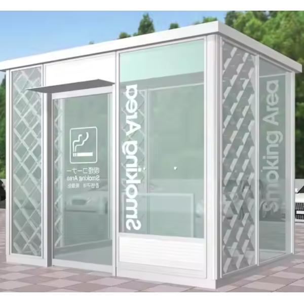 Public Outdoor Furniture Environmentally Friendly Aluminum Closed Smoking Booth / Kiosk