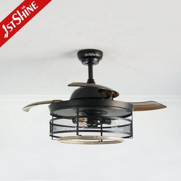 Ventilateur de plafond noir de 42 pouces avec lame cachée et kit de lumière LED à télécommande