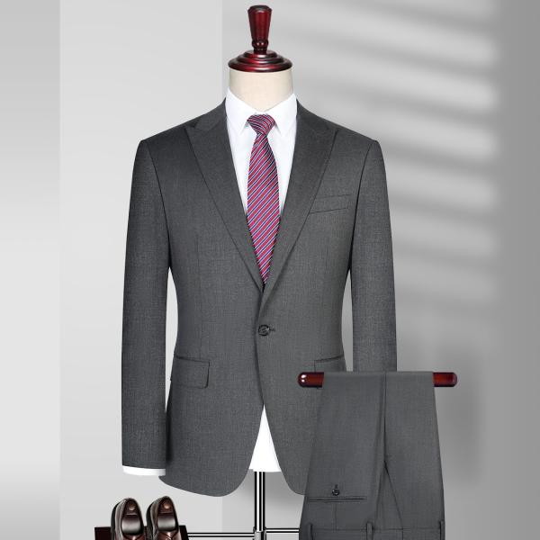 Front Style Flat Two-piece Suits in Navy Blue for Men's Casual and Formal Styles