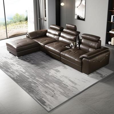 Custom Living Room Fabric Sofas Sectional Genuine Leather Couch