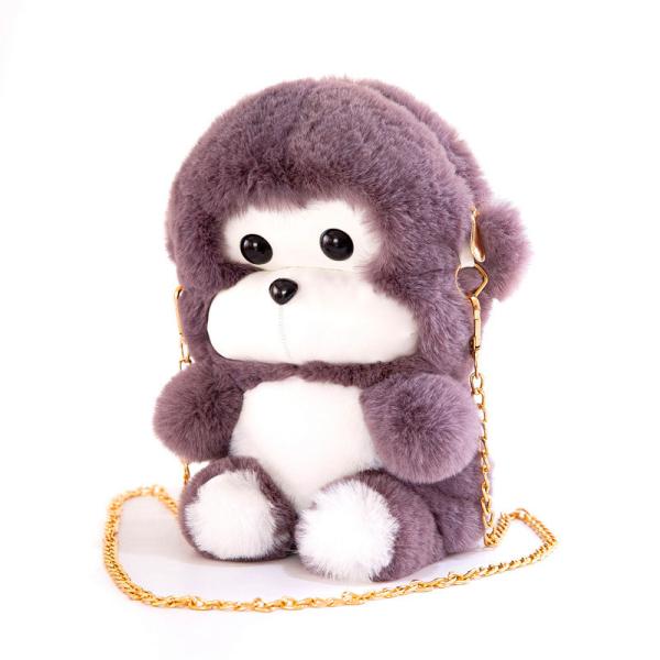 do presente bonito da menina da trouxa do macaco do luxuoso de 25cm saco feito sob encomenda do luxuoso com corrente do metal