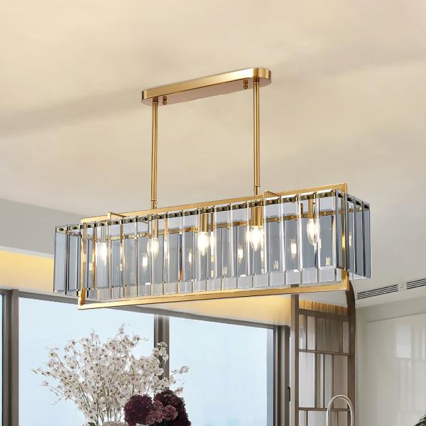 Luxury home decor lamp living room chandelier rectangle modern led crystal chandelier ceiling light(WH-CY-229)