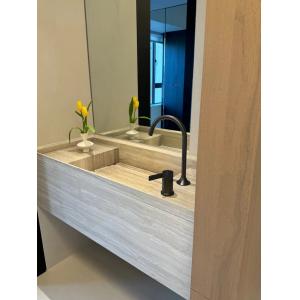 Serpeggiante Marble Bathroom Washbasin | Wood-Veined Stone Vanity