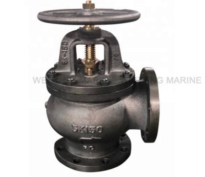 High Accuracy JIS Cast Iron Marine Angle Valve F7306 5K With Handle Wheel