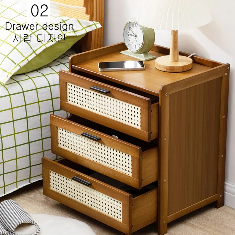 Nightstand Modern End Table with Drawer, Bedside Open Storage for Bedroom