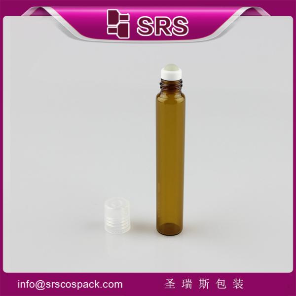 SRS no leakage 10ml amber glass perfume bottle with roll on sealing type and PP screw cap