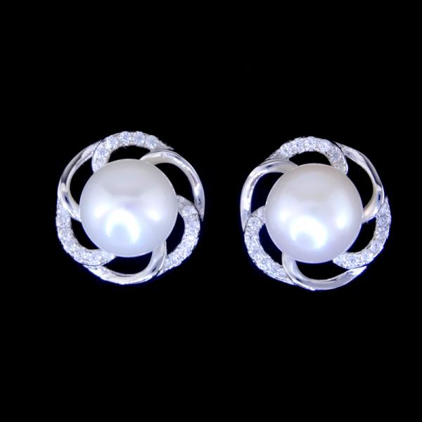 Покрытые серьги жемчуга родия пресноводные подгоняли серебряные украшения 925