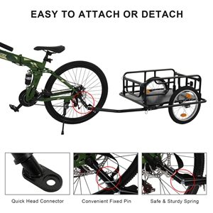 Foldable Bike Cargo Trailer with Bike Hitch, Bicycle Wagon Trailer with 16