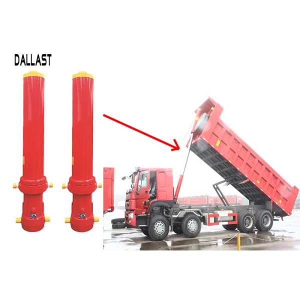 Muñón largo telescópico del cilindro hidráulico del movimiento que monta el estilo para semi - el volquete