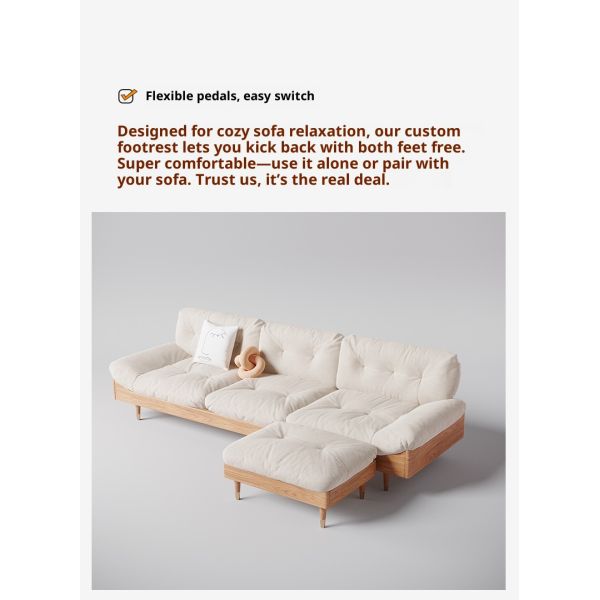 Modern Minimalist Space Saving 3 Seater Frame Sofa Fabric Solid Wood Eco-Friendly Cloud Corner Modular Sectional Sofa Living
