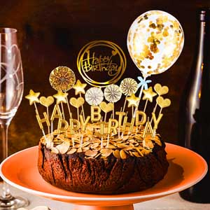 Birthday Cake Topper Set Happy Birthday Cupcake Topper Letters Cake Candles Toppers Confetti Balloon Stars Hearts