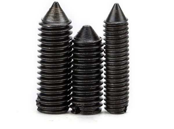 ISO7434 Black Oxide Alloy Steel Slotted Drive Cone-Point Headless Screws