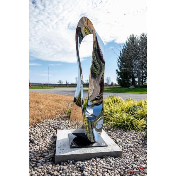 Large Mobius H6 Stainless Steel Sculpture Abstract Outdoor Art for Contemporary Decor
