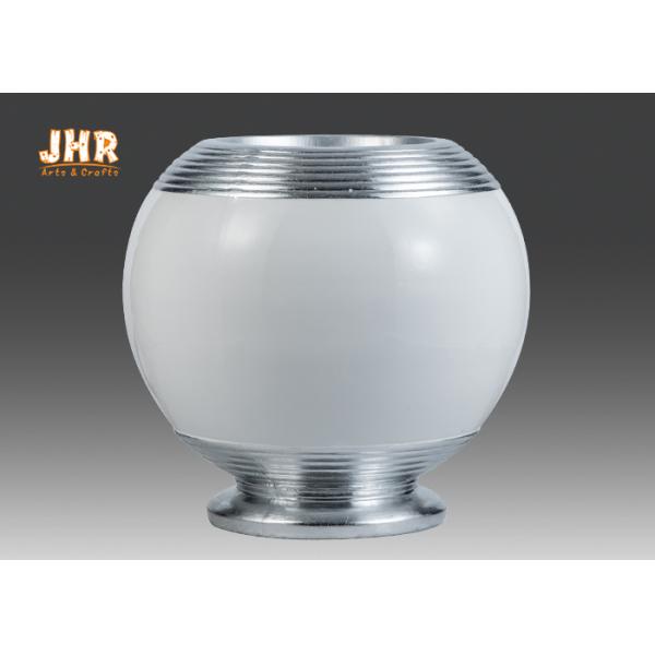 Decorative Modern Footed Fiberglass Flower Pots With Silver Leaf Finish