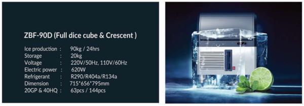 90kg/90D Factory Low Powe Low Noise Automatic Ice Maker Machine With High Efficiency Vertical Ice Tray