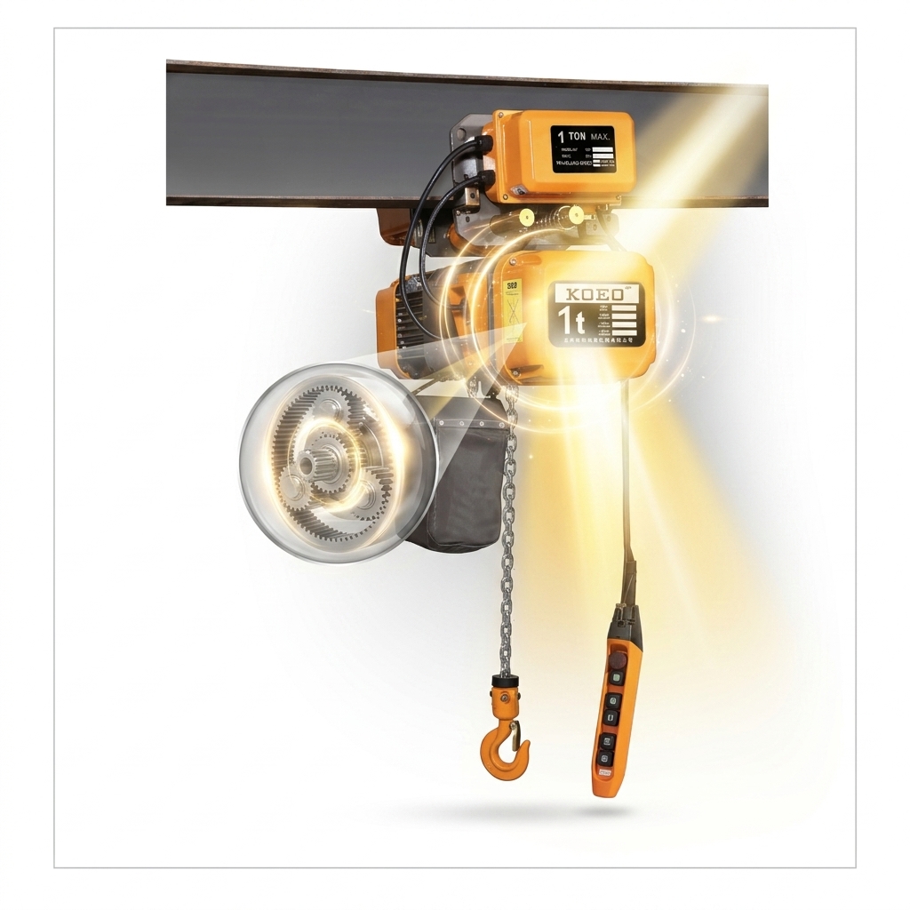 Dual Speed Single Phase Electric Hoist 1 Ton Low Headroom Hoist 220V IP55 Motor G80 Chain