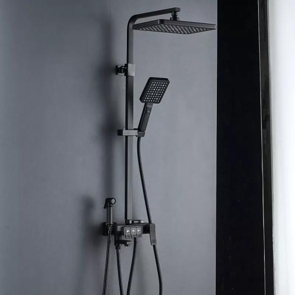 Wall Mounted Black Matte Shower Head Set 8 Shower Head Kit 7-9um