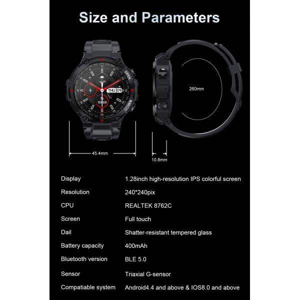 K32 Smartwatch 400mAh  Blood PressureSuper Long Standby Time