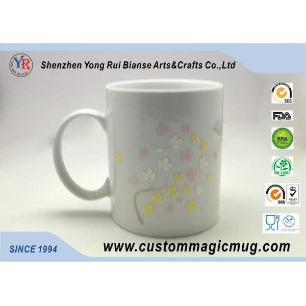 Beautiful 11 oz Customizable Coffee Mugs Heat Change Flower And Butterfly Straight
