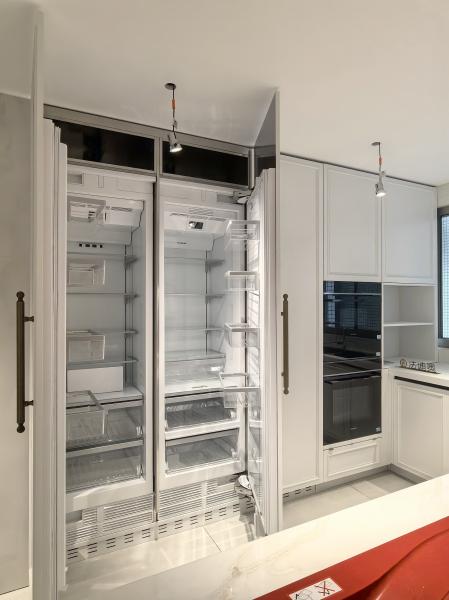 Fadior Full Stainless Steel Custom Kitchen Cabinet - Elegant White & Mint Green, Island Layout