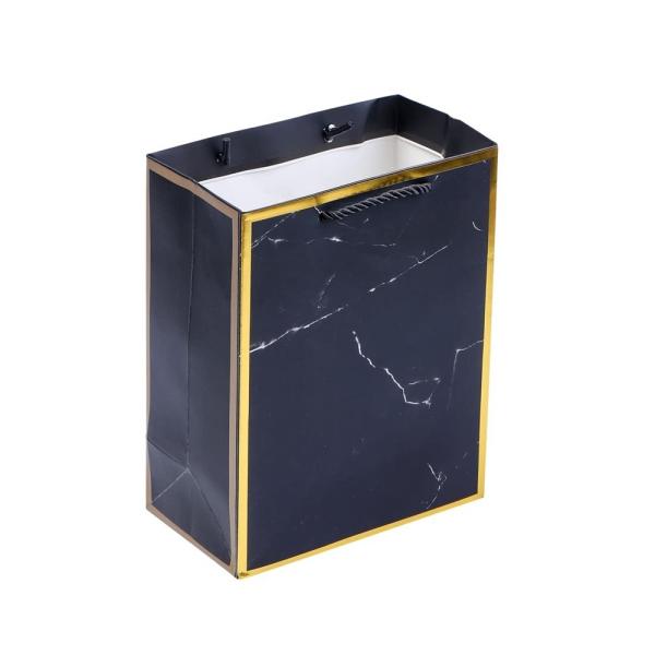 Custom Print Luxury Eco Marble Black Gold Boutique Gift Carry Paper Bags for Other Tokens