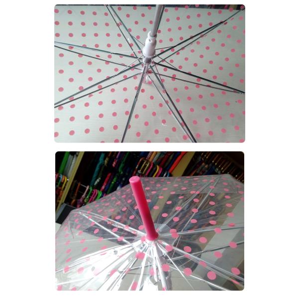Parapluie transparent de pluie de POE de point de rose de poignée de J pour des enfants