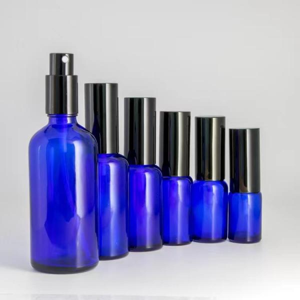 Blue Black Gold Frosted Fine Glass Mist Spray Bottle Cobalt Essential Oil 4 Oz Boston Round