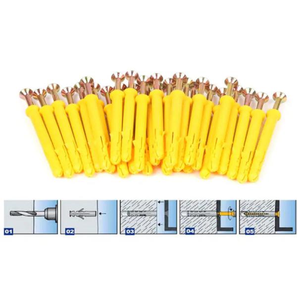 Capacité 0.3KN Boulon d'expansion en plastique Anchor Screw Nail pour divers murs