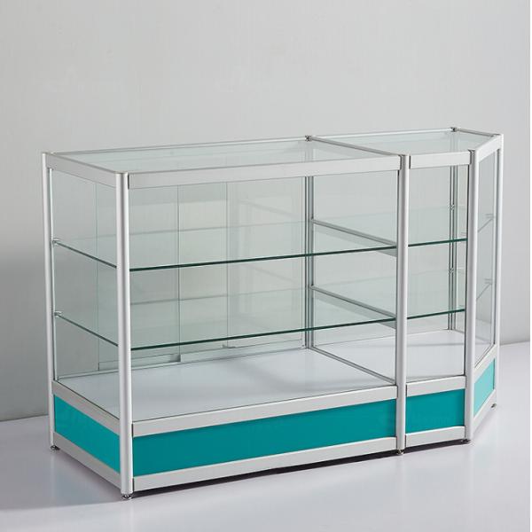 Blue Pharmacy Display Shelves , Multi Layer Pharmacy Cabinet Design With Lock
