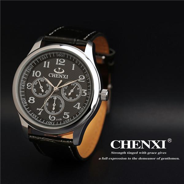 2015 Business Watch Leather Watch Strap Black White Original Japan Movt Stainless Steel Case Back OEM Leather Watches