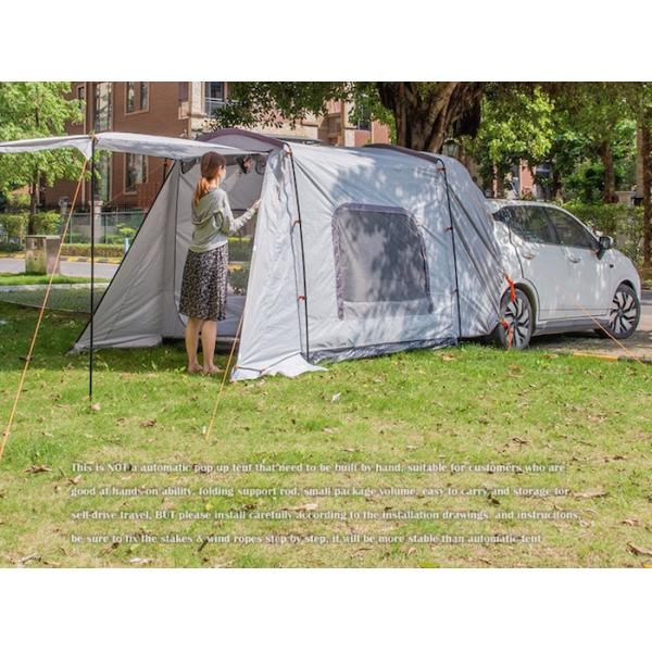 260*180*190CM водонепроницаемая PU2000MM покрытая серым 210D полиэстерный всесезонный семейный шатер на крыше с двумя дверями и окнами